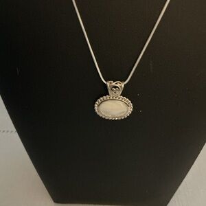 White Mother-of-Pearl Sterling Silver Pendant Necklace